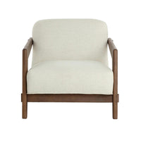 Bosco Ivory Linen & Oak Lounge Chair - Chair View | Bone & Brass