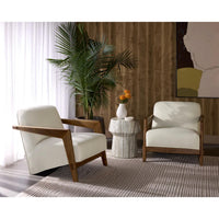 Bosco Ivory Linen & Oak Lounge Chair - Chair Side View | Bone & Brass