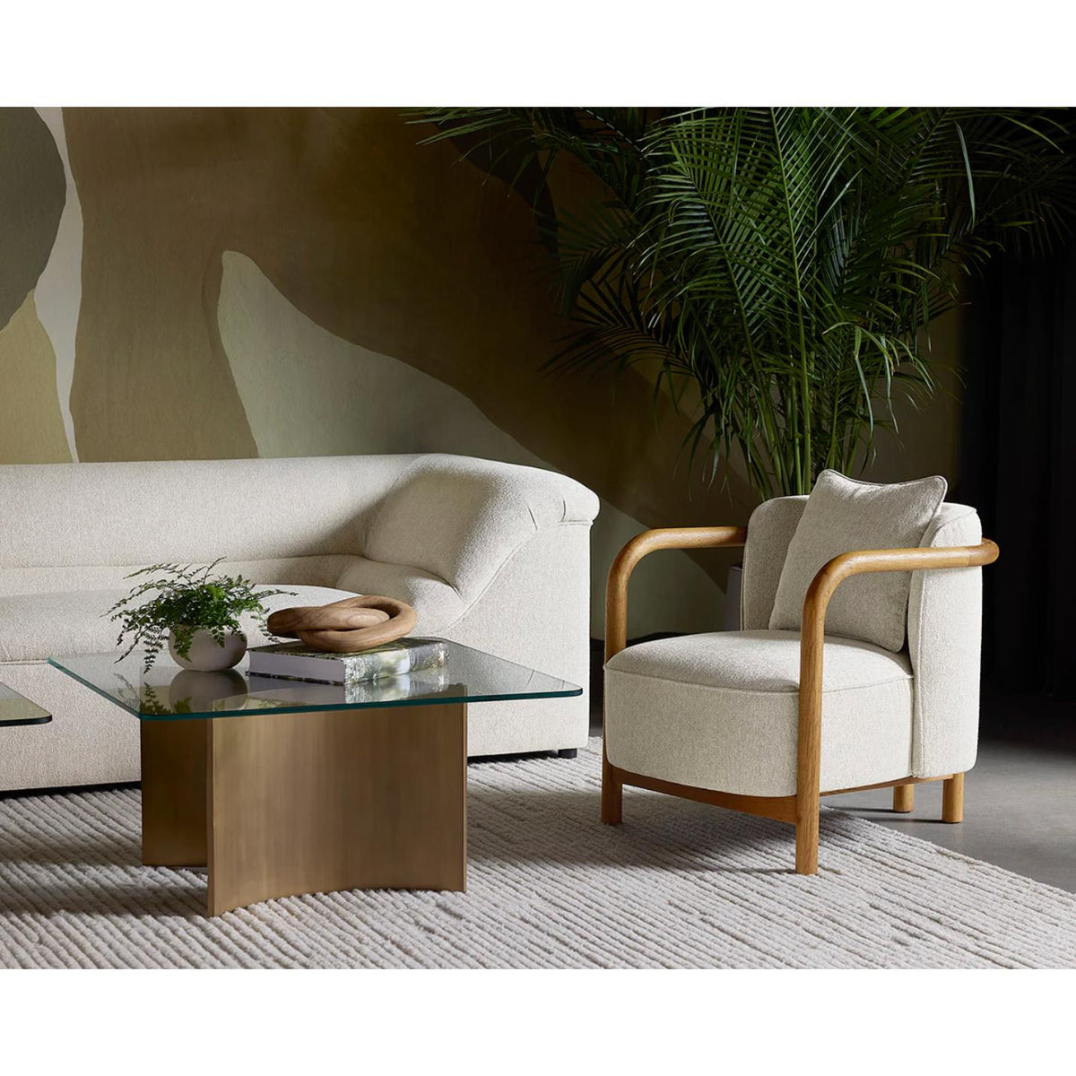 Beatrice Dove Cream Lounge Chair - Chair Side View | Bone & Brass