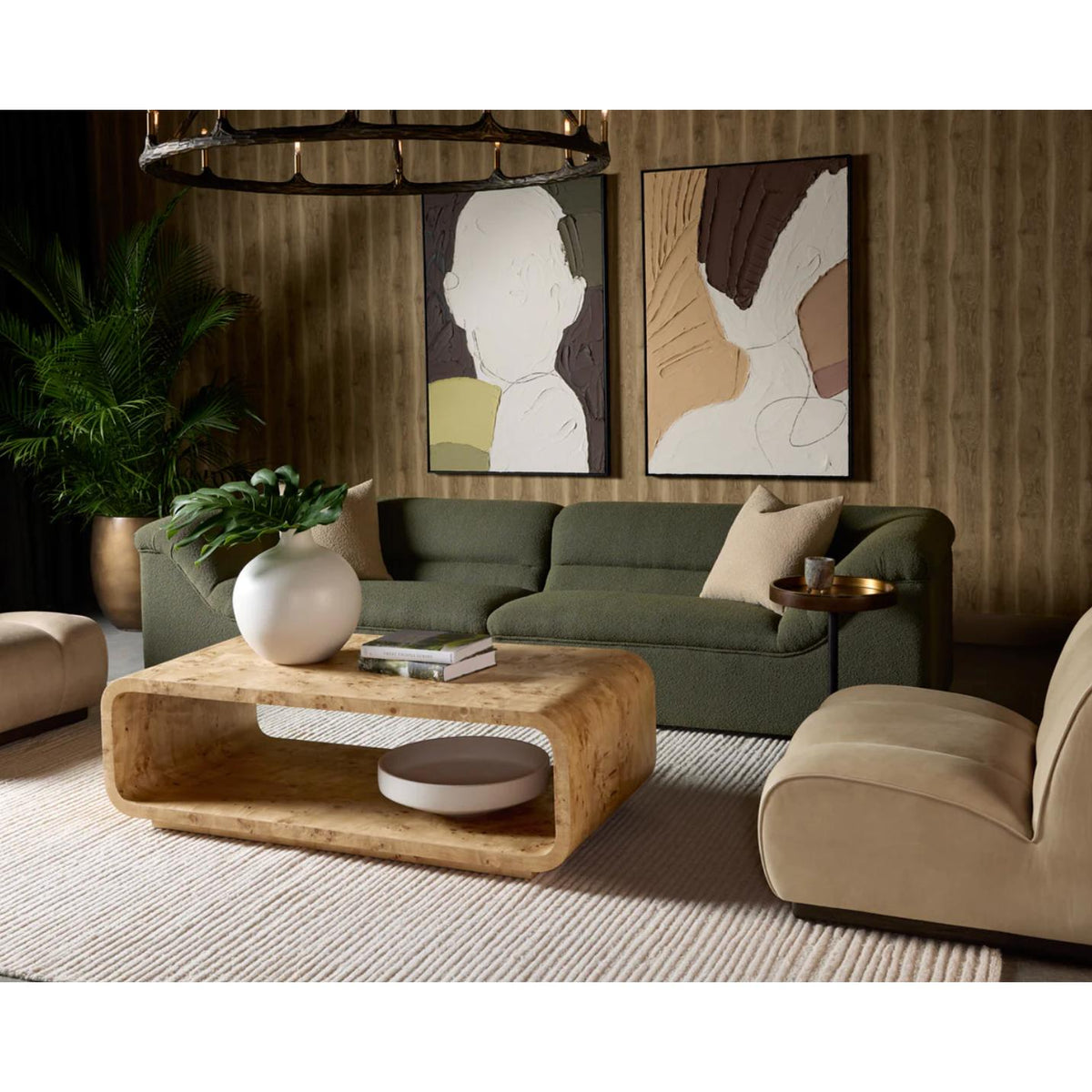 Gladys Copenhagen Olive Sofa - Sofa Side View | Bone & Brass