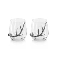 Davos Stemless Glasses Pewter Antler, Set 2 | Bone & Brass
