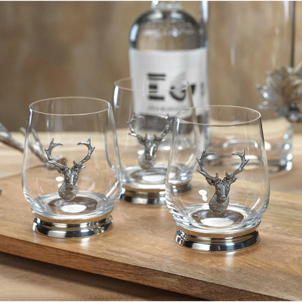 St. Anton Pewter Glass Tumblers, Set 4