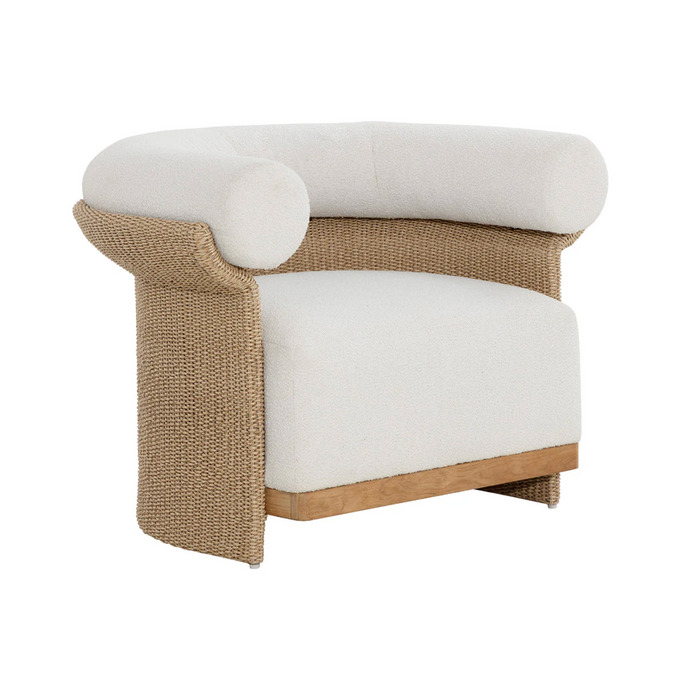 Asos Natural Wicker & Cream Upholstered Lounge Chair