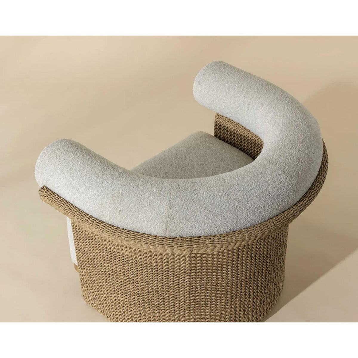 Asos Natural Wicker & Cream Upholstered Lounge Chair - Outdoor Chair View | Bone & Brass