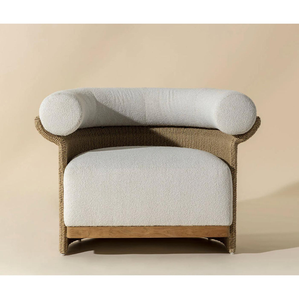 Asos Natural Wicker & Cream Upholstered Lounge Chair - Patio Chair View | Bone & Brass
