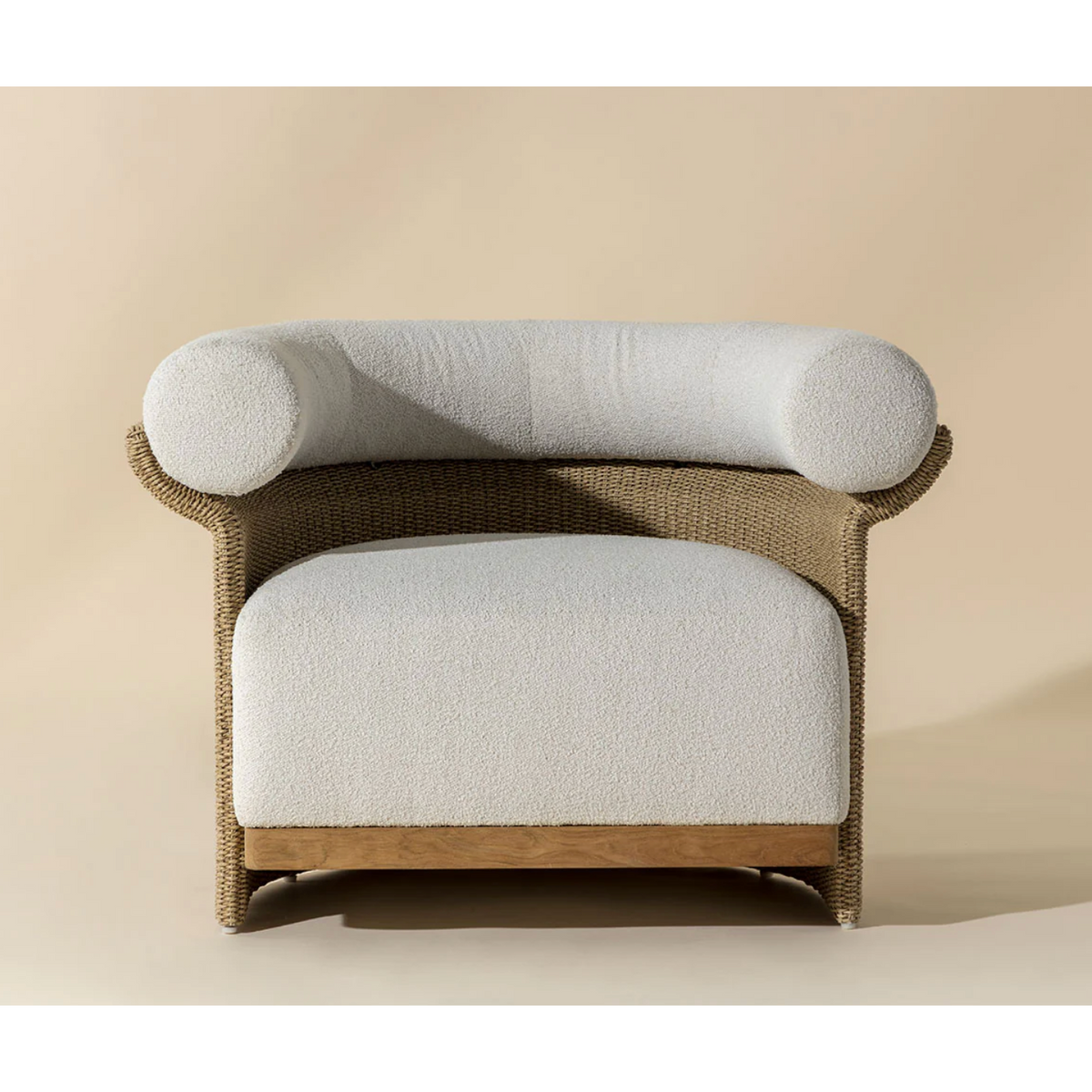 Asos Natural Wicker & Cream Upholstered Lounge Chair