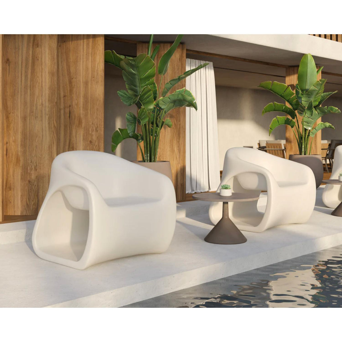 Orson Ivory Concrete Outdoor Lounge Chair - Outdoor Chair Side View | Bone & Brass