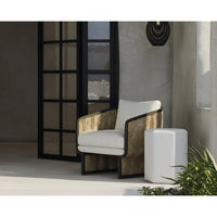 Olbia Barrelback Wicker Lounge Chair - Outdoor Chair Side View | Bone & Brass