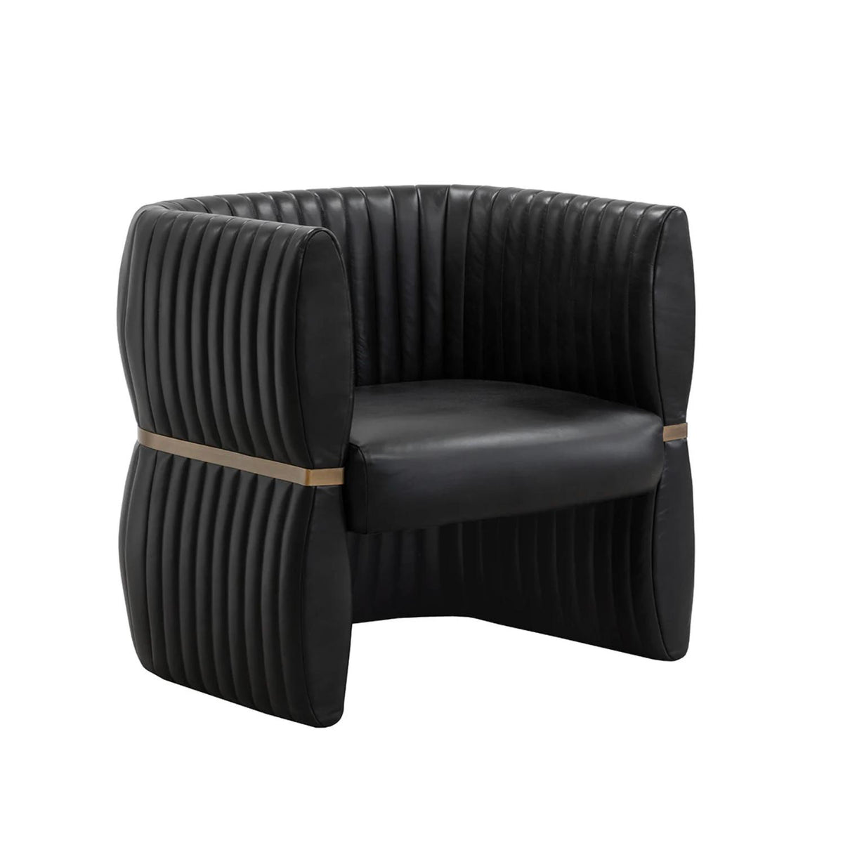 Tryor Vintage Black Leather Lounge Chair | Bone & Brass