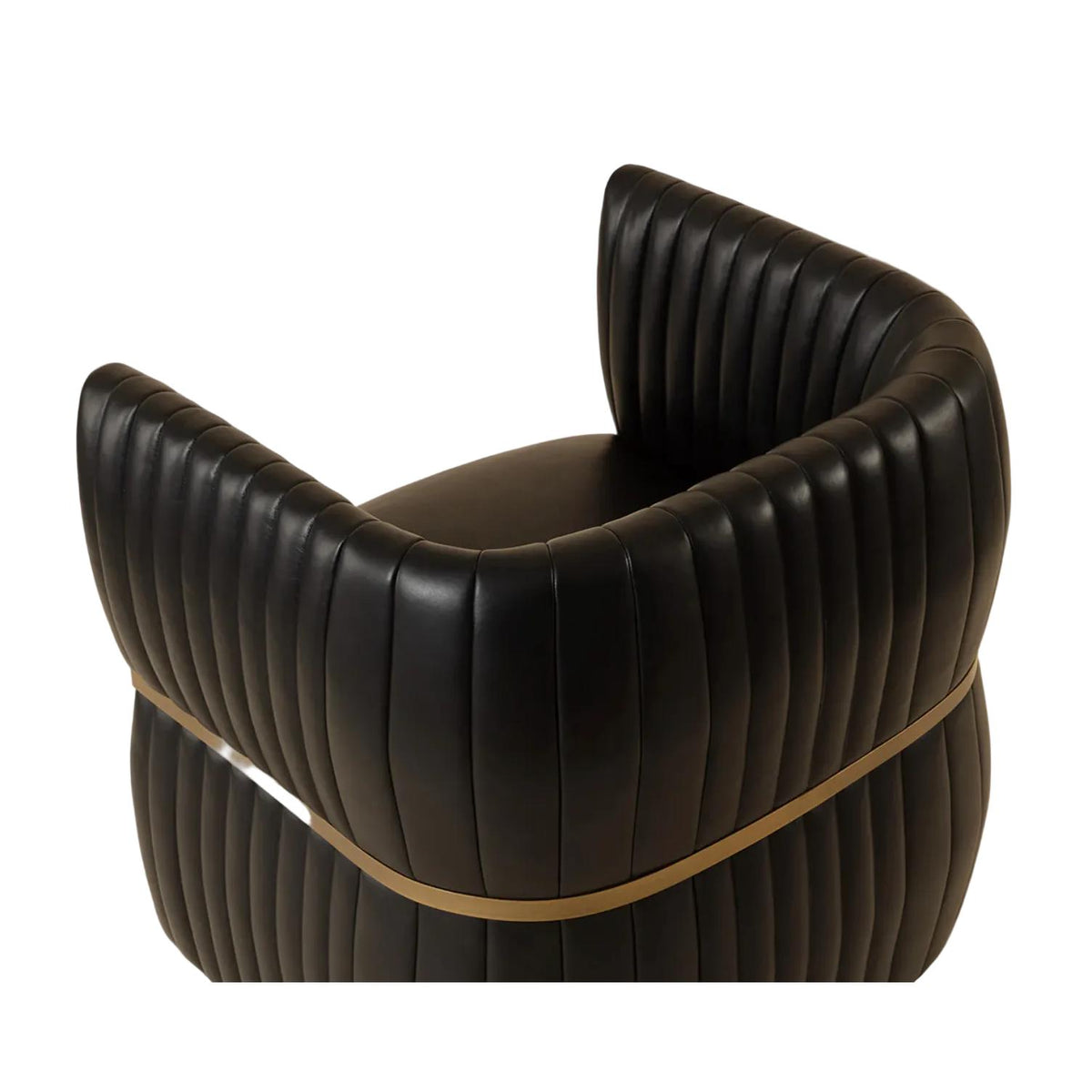 Tryor Vintage Black Leather Lounge Chair - Chair Detail | Bone & Brass