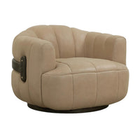 Tadeo Sahara Sand Leather Swivel Armchair | Bone & Brass