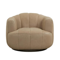 Tadeo Sahara Sand Leather Swivel Armchair - Chair Side View | Bone & Brass