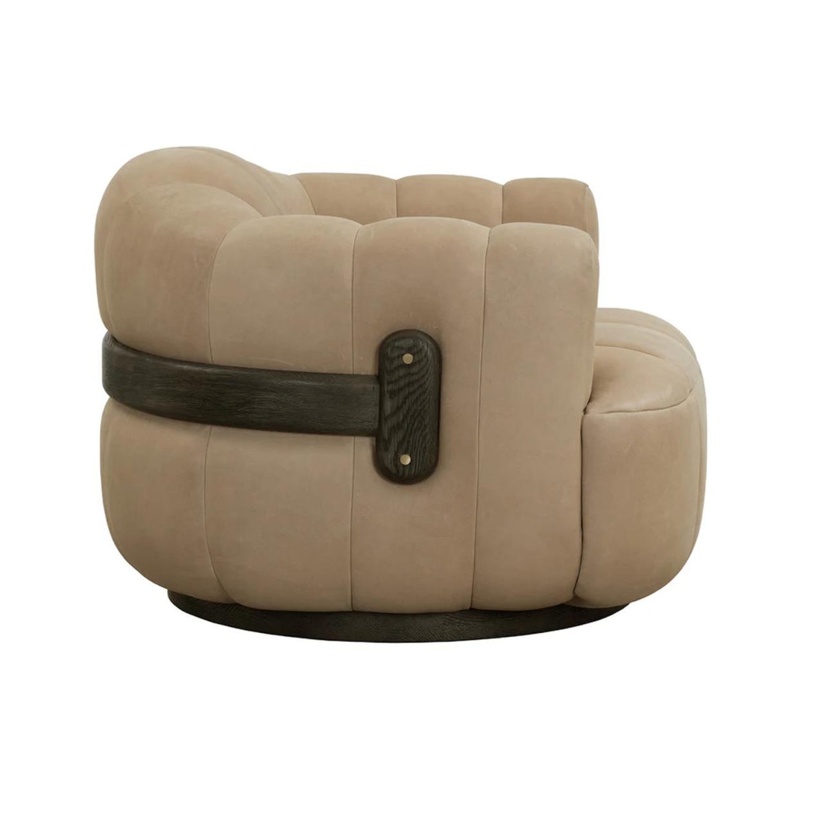 Tadeo Sahara Sand Leather Swivel Armchair - Chair Upholstery Detail | Bone & Brass