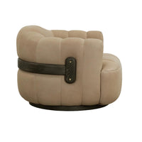 Tadeo Sahara Sand Leather Swivel Armchair - Chair Upholstery Detail | Bone & Brass