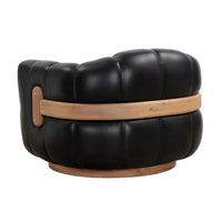 Tadeo Vintage Black Leather Swivel Armchair - Chair Detail | Bone & Brass