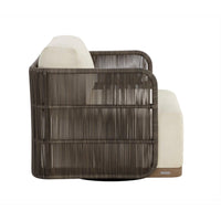 Ravenna Cream & Grey Woven Swivel Armchair - Outdoor Chair View | Bone & Brass
