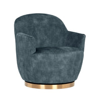 Casey Agean Blue & Brass Swivel Lounge Chair | Bone & Brass