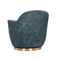 Casey Agean Blue & Brass Swivel Lounge Chair - Chair Upholstery Detail | Bone & Brass