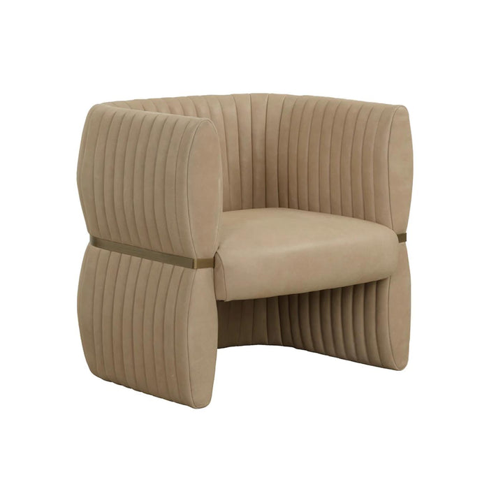 Tryor Sahara Sand Leather Lounge Chair