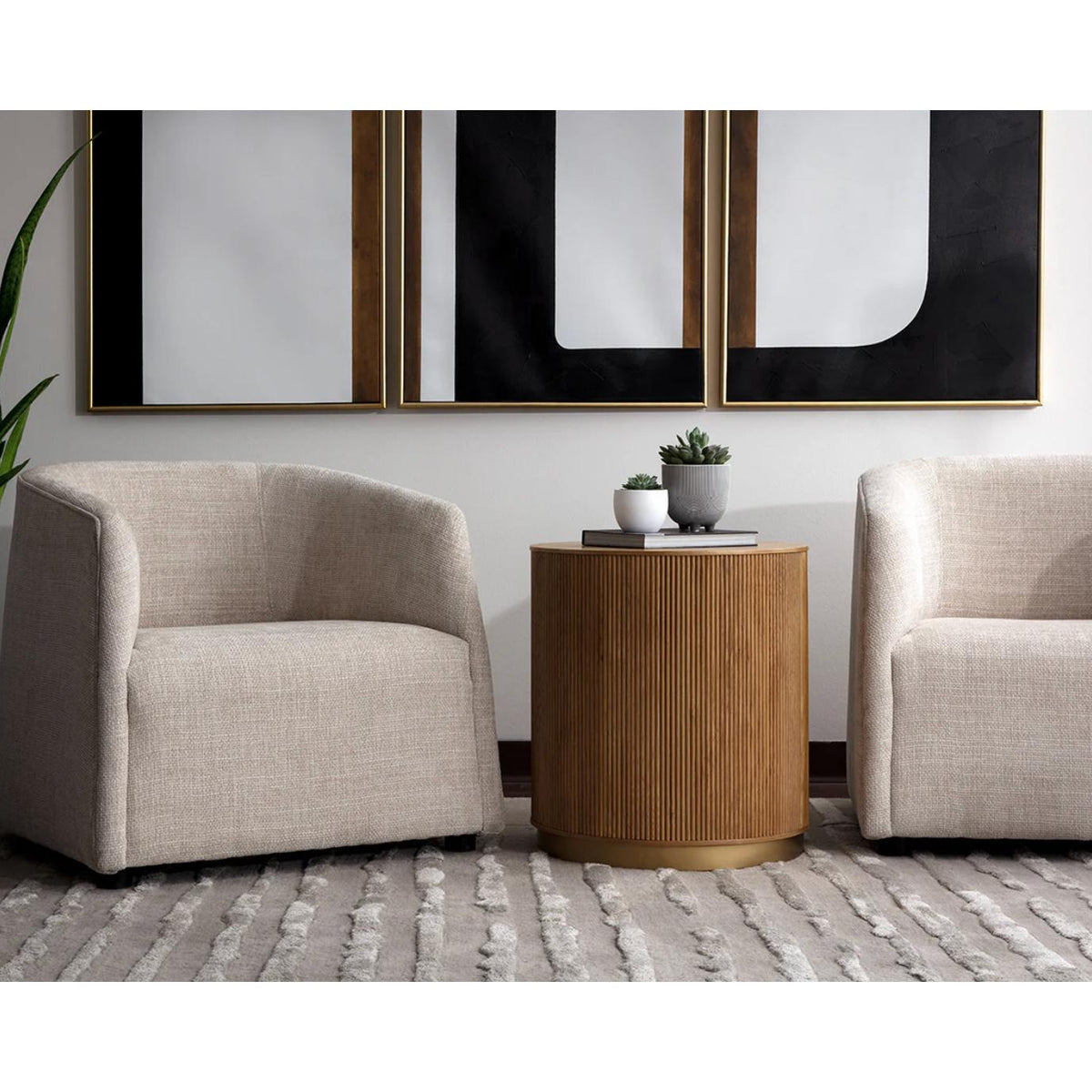 Serenade Taupe Upholstered Lounge Chair - Chair Side View | Bone & Brass
