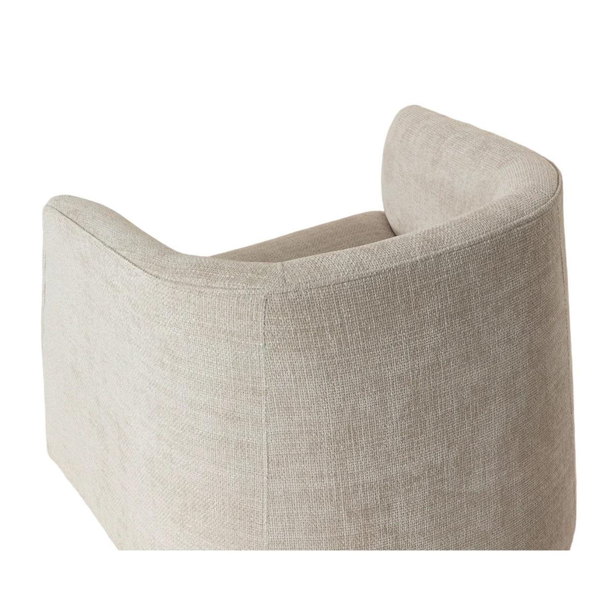 Close-up of a textured gray chair backrest on a beige background