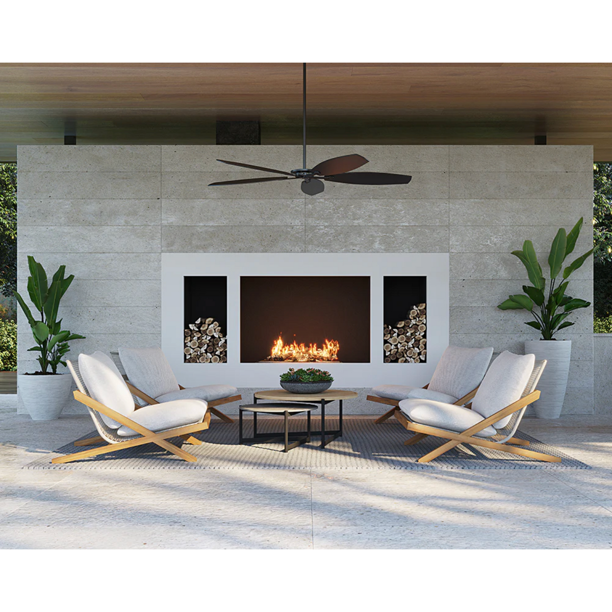 Bari Teak & Grey Rope Outdoor Lounge Chair