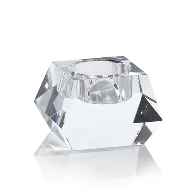 Doris Clear Crystal Tealight Candle Holders, Set of 2 | Bone & Brass
