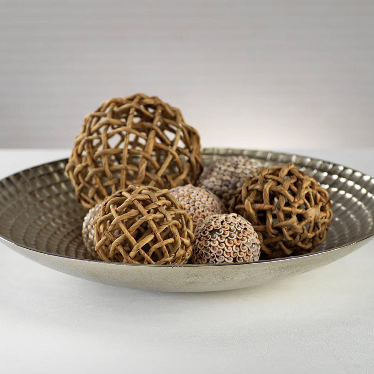 Water Hyacinth Twisted Decorative Balls, Set 8 - Detail View | Bone & Brass