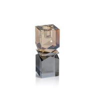 Vienna Artistry Grey & Gold Crystal Candlestick, Small | Bone & Brass