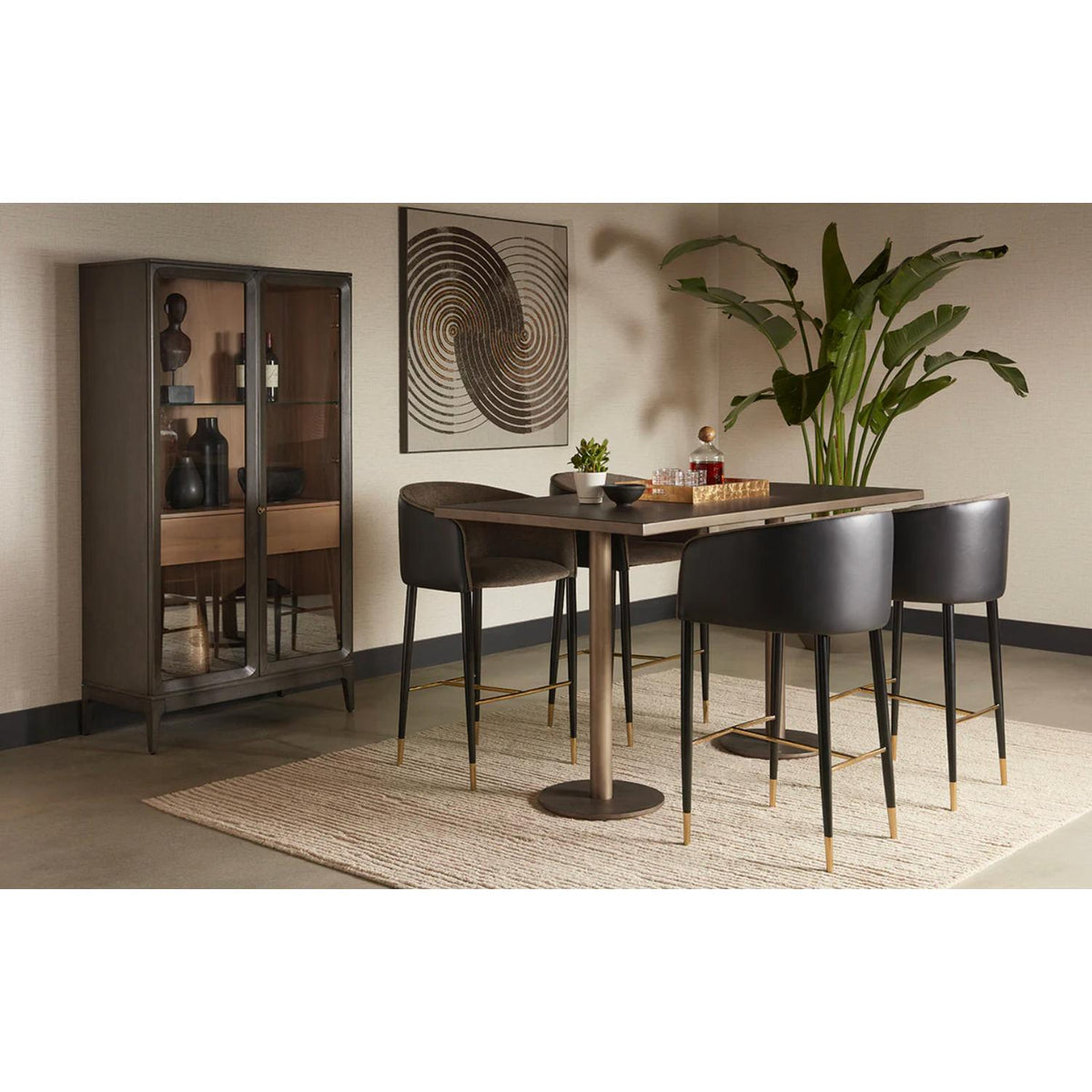 Corina Antique Brass Rectangle Bar Table - Table Side View | Bone & Brass