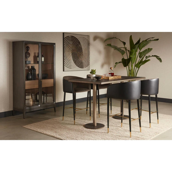 Corina Antique Brass Rectangle Bar Table - Table Side View | Bone & Brass