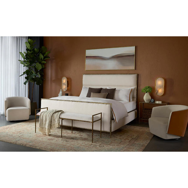 Yasmine Alabaster & Antique Brass Bed - Bed Side View | Bone & Brass