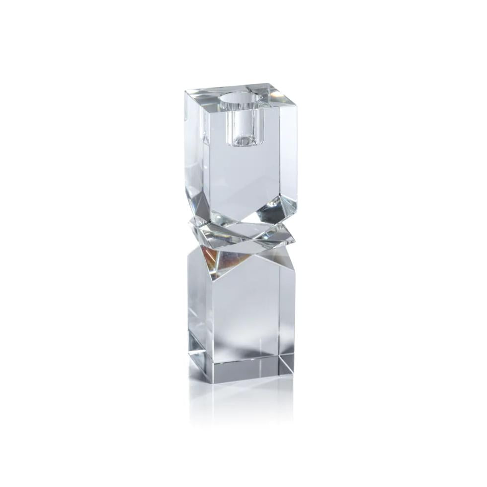 Vienna Artistry Crystal Glass Candlestick, Medium | Bone & Brass