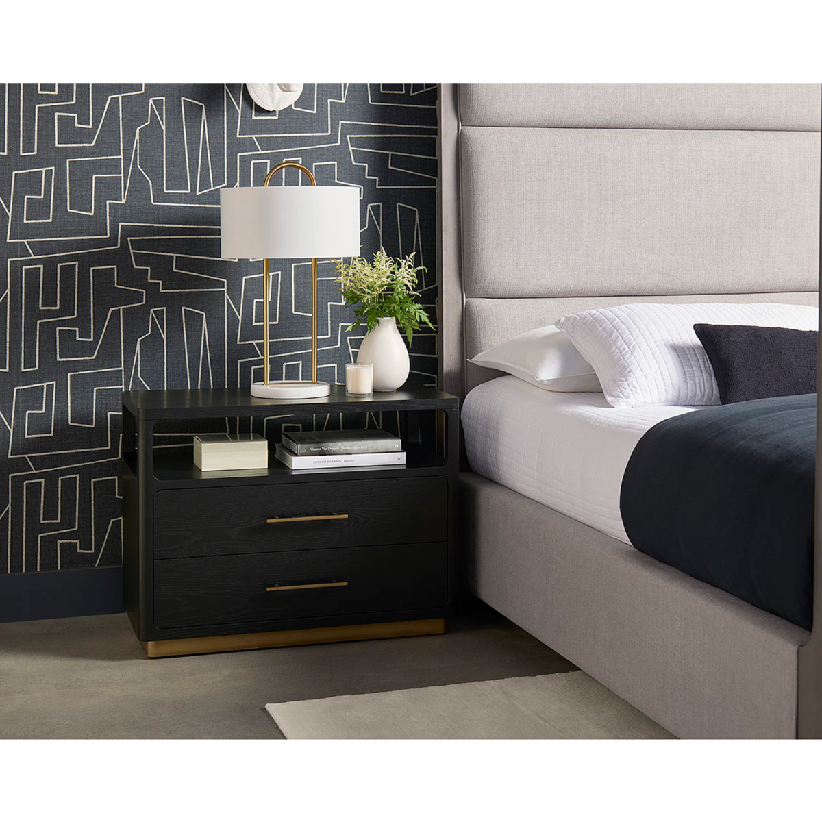 Danette Black & Brass Nightstand