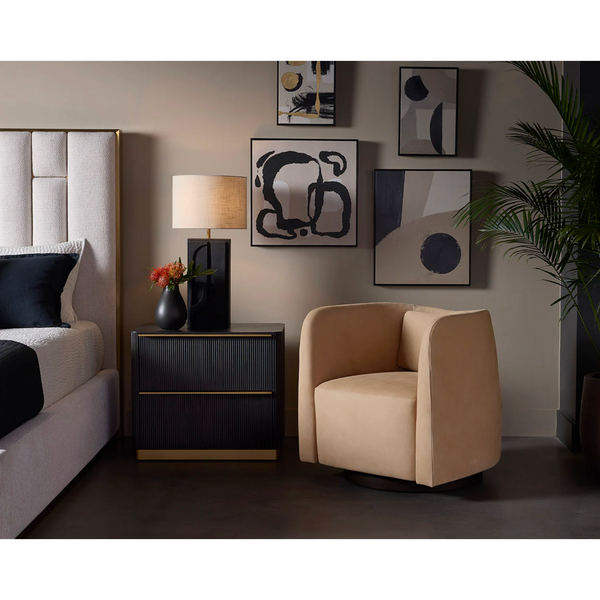 Kalla Charcoal & Brass Nightstand