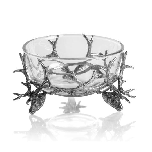 St. Anton Stag Head Pewter Glass Bowl | Bone & Brass