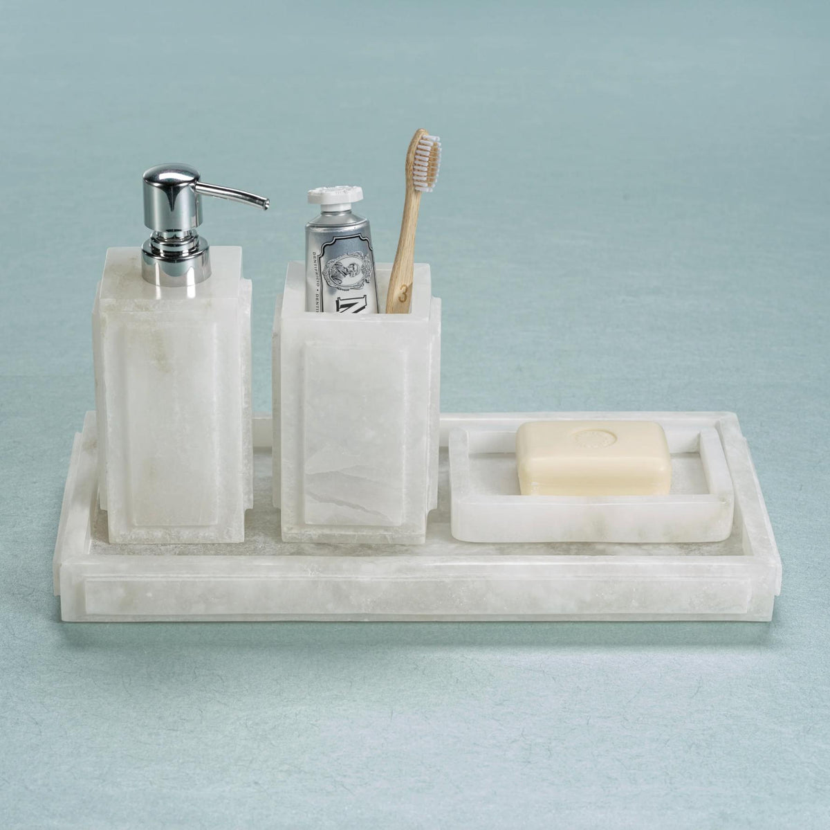 Côte d'Azur Alabaster Vanity Tray - Tray Detail | Bone & Brass