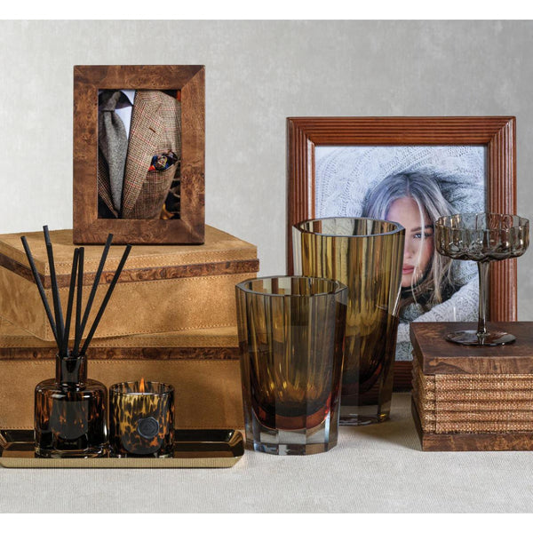 Rosso Burlwood & Raffia Decorative Box, Small - Box Detail | Bone & Brass