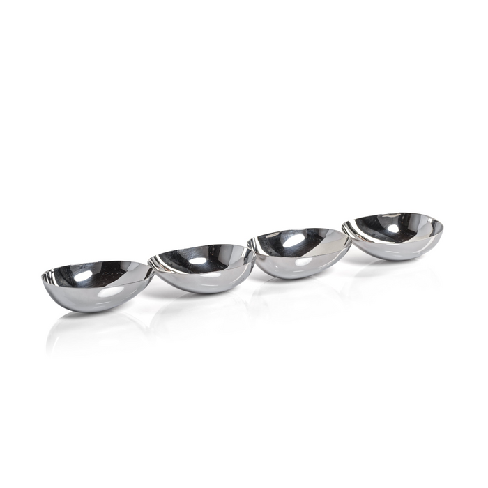 Stanley Polished Stainless Steel 4-Bowl Nut/Snack Server