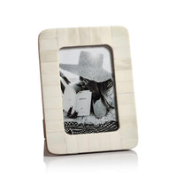 White Bone Inlay Photo Frame Rounded Corners 4x6 | Bone & Brass