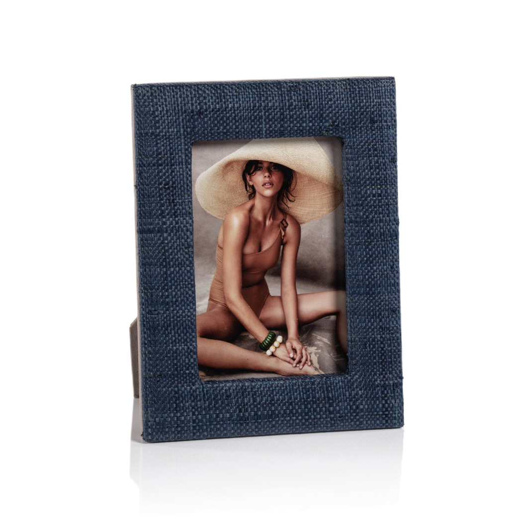Torrie Navy Natural Fiber Raffia Photo Frame, 4x6