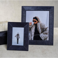 Corviglia Navy Hair On Hide Photo Frame - Frame Detail | Bone & Brass