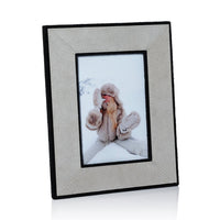 Arden Gray Suede Leather Photo Frame, 4x6 | Bone & Brass