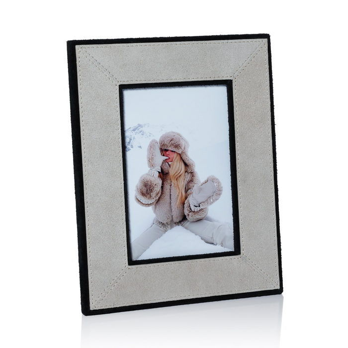 Arden Gray Suede Leather Photo Frame, 4x6