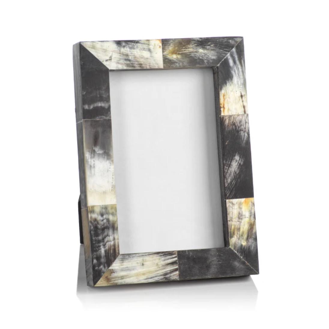 African Black Horn Inlaid Photo Frame 4x6 | Bone & Brass