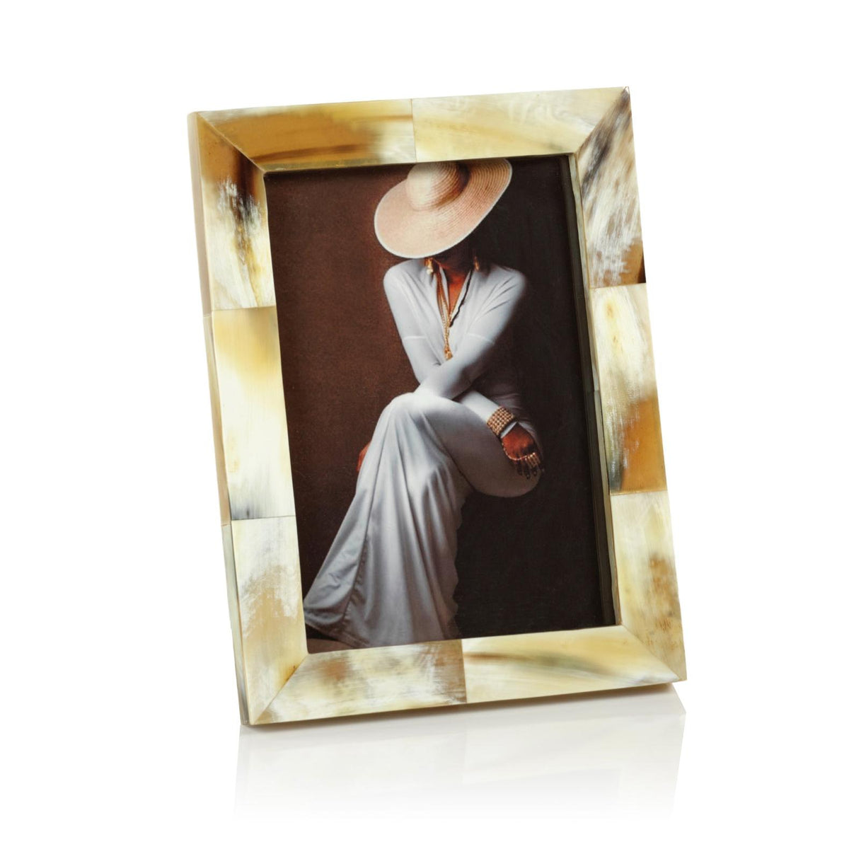 Nairobi Matt White Bone Photo Frame 5x7 | Bone & Brass
