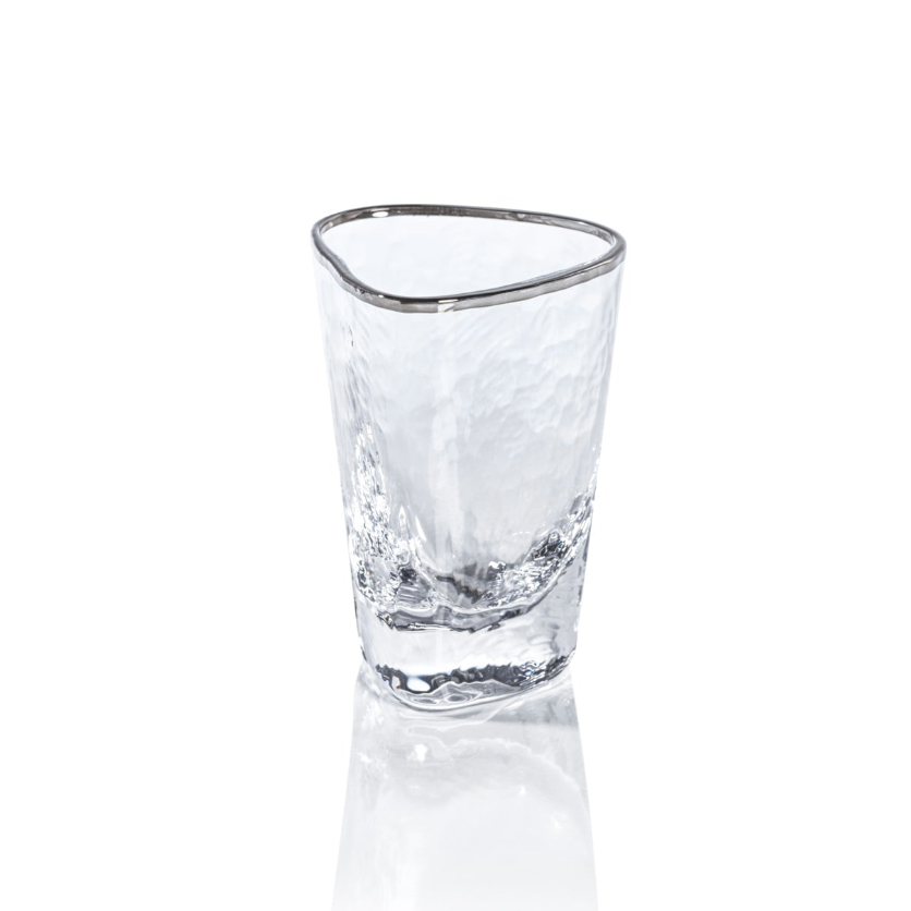 Apertivo Triangular Shot Glasses with Platinum Rim, Set of 6
