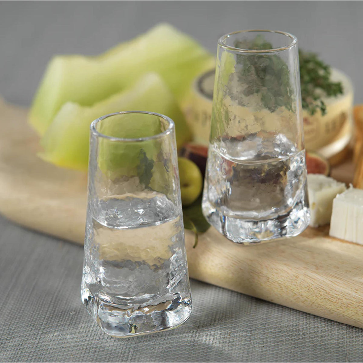 Kaleigh Hammered Shot Glasses, Set of 6 - Glass Detail | Bone & Brass