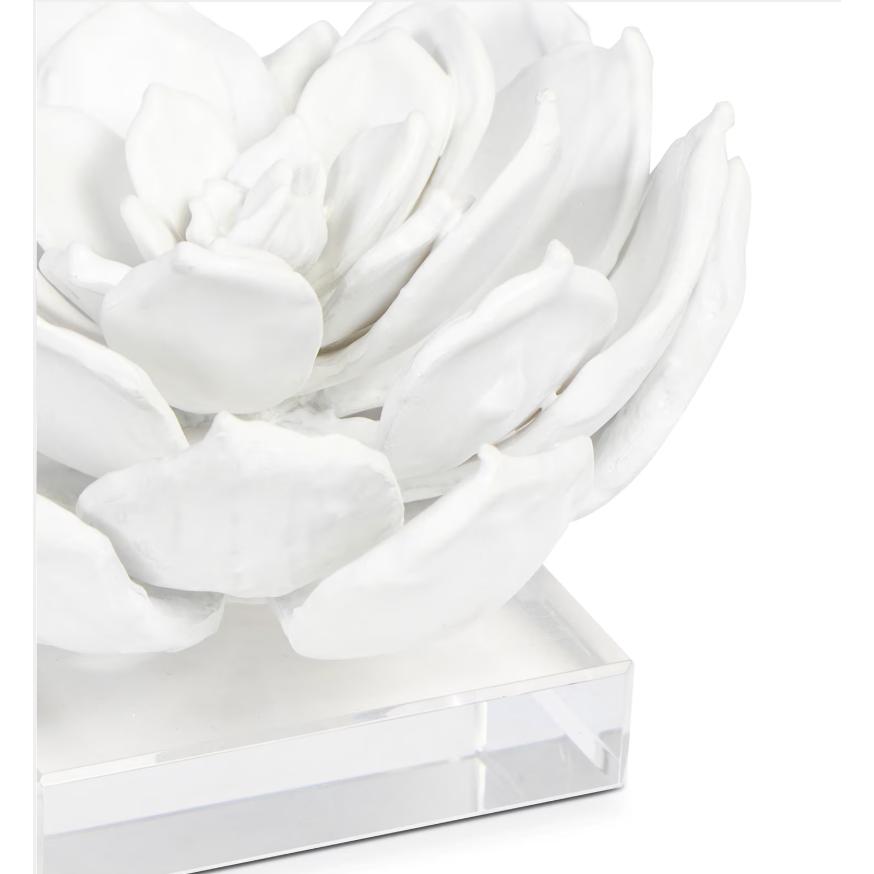 Succulent White & Acrylic Resin Sculpture - Close Up | Bone & Brass