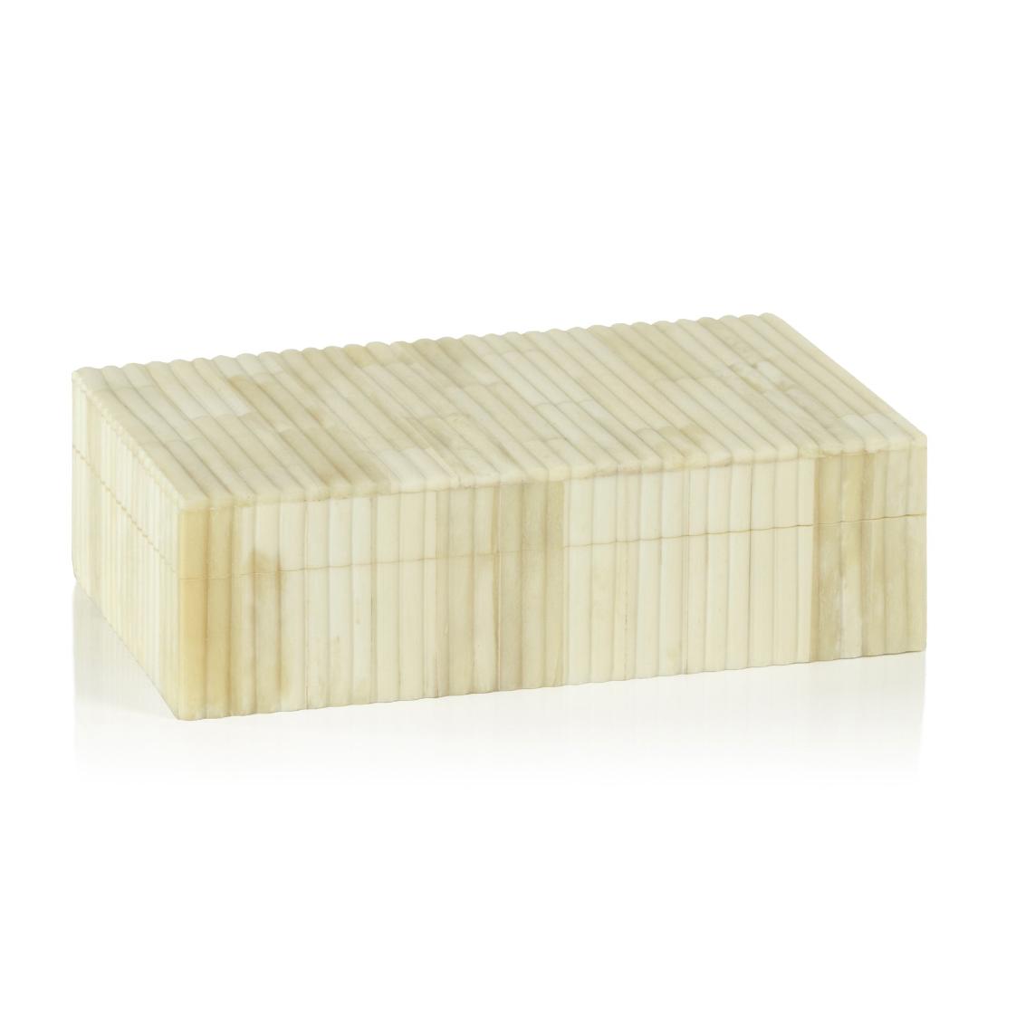 St Ives Ivory Ribbed Bone Inlay Decorative Box | Bone & Brass